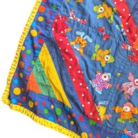 Handmade Clown Baby Quilt: Vintage 80s Nursery Decor