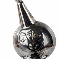 Vintage Raimond Roly Poly Clown Bank: Silver Metal Figural Toy