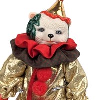 Vintage White Bear Clown Figurine: Collectible Toy Decor, 6.5"