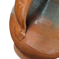 Vintage Handmade Brown Pottery Pitcher: Rustic Country Farmhouse Stoneware