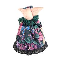 Vintage Fabric Pig Jar: Handmade Folk Art Whimsical Decor