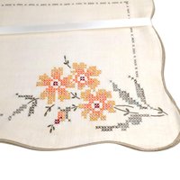 Vintage Bucilla Cross Stitch Placemat Set: Floral Embroidered Linen Napkins