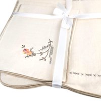 Vintage Bucilla Cross Stitch Placemat Set: Floral Embroidered Linen Napkins