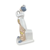 Vintage Porcava Villamarchante Valencia Porcelain Clown Playing Flute Figurine, Spanish Clown Decor, Whimsical Gift