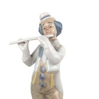 Vintage Porcava Villamarchante Valencia Porcelain Clown Playing Flute Figurine, Spanish Clown Decor, Whimsical Gift