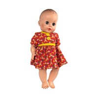 Vintage Eegee Baby Doll 14.5", Red Floral Dress, Moving Arms & Legs, Open and Close Eyes, Collectible Doll, Play Doll