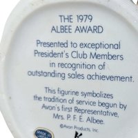 1979 Avon Mrs. Albee Award Figurine, Vintage Avon Collectible, Woman with Hat and Bag, Sales Achievement Award, Ceramic Figurine