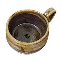 Vintage Handmade Art Pottery Mug, Studio Pottery, Brown and White Glaze, Rustic Coffee Mug