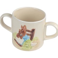 1987 Schmid Beatrix Potter Mrs. Rabbit 2 Handled Ceramic Cup, Vintage Children's Mug, Collectible Beatrix Potter, Gift for Nursery