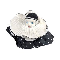 Vintage Sad Clown Head Music Box, Black & White Porcelain, Rotating Base, Unique Gift, Collectible Clown Decor