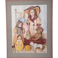 Vintage Pat Young Dolls and Toys Print, 14x11 Unframed Wall Art, Collectible Children's Decor, Gift for Doll Collector
