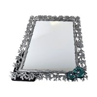 Vintage Pier One Metal & Enamel Mirror, Aqua Conch Shell Accent, Coastal Decor, Beach House Gift, Small Decorative Mirror