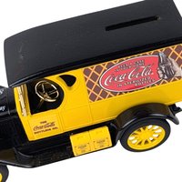 Vintage Coca Cola Polar Bear Snowboard Toy & 1993 Die-Cast Metal Truck Bank, New in Box, Collectible Coca Cola Memorabilia