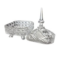 Vintage Crystal Candy Bowl with Lid, 10"H, Diamond Pattern Glass, Footed Bowl, Home Decor, Hostess Gift, Candy Jar