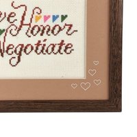 Vintage Framed Cross Stitch "Love, Honor, & Negotiate" | Funny Cross Stitch | Wedding Gift | Anniversary Gift | Home Decor