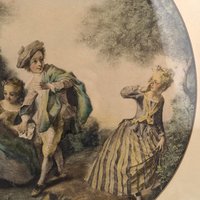 Pair of 1940s Framed Nicolas Lancret Prints, Rococo Art, "The Seesaw" & "Dropping the Hankie," Vintage Wall Decor, French Art Prints