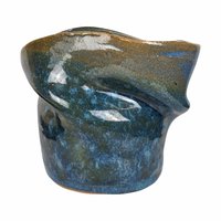 Handmade Blue Pottery Vase, Asymmetrical Ceramic Vase, Studio Pottery, Art Vase, Home Decor, Signed Pottery