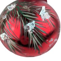 Vintage Hand-Painted Chickadee Ornament: Red Glass Winter Bird Decor