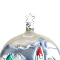Vintage Blown Glass Ornament with Church Scene