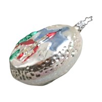 Vintage Blown Glass Ornament with Church Scene