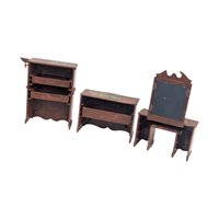 Vintage Renwal Dollhouse Bedroom Set, 1:16 Scale Modern Furniture, Miniature Beds Dressers Vanity, 1950s Collector Toy
