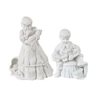 Vintage Dept 56 Christmas Presents Figurine Set, Boy with Train, Girl with Doll, Winter Silhouette, Holiday Decor, Christmas Gift