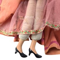 Antique Boudoir Bed Doll - 30" Tall with Orange Dress - Doll with Character - Shabby Chic Decor - Collector's Item