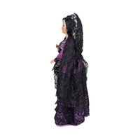 Vintage 1960s Spanish Flamenco Dancer Doll, Purple Dress, Black Lace, 11 Inches, Collectible Doll, Gift for Doll Collectors, Vintage Decor