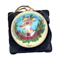 1999 JC Penny Rudolph Reverse Painted Christmas Ornament, Vintage Holiday Decor, Collectible Rudolph Ornament, Gift for Rudolph Fan