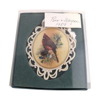 Vintage Lenox Winter Greetings Cardinal Ornament | Porcelain Christmas Ornament | Catherine McClung | Collectible Lenox