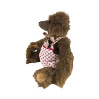 Vintage Brown Plush Teddy Bear, Polka Dot Outfit, Movable Limbs, 11" Tall, Collectible Teddy Bear, Children's Toy, Nursery Decor
