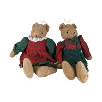 Vintage Christmas Plush Lot - Ty Attic Treasures Klause Bear, Bachman's Santa in Bag, Red/Green Teddy Bear Couple - Holiday Decor