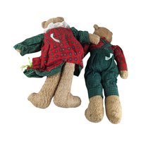 Vintage Christmas Plush Lot - Ty Attic Treasures Klause Bear, Bachman's Santa in Bag, Red/Green Teddy Bear Couple - Holiday Decor