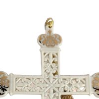 2002 Lenox Gold Trimmed Cross Pierced Ornament | Porcelain Christmas Ornament | Religious Christmas Decor | Collectible Lenox
