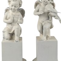 Vintage White Cherub Figurines, Musical Cherub Statues, Resin Cherub Decor, Angel Decor, Home Decor, Gift for Angel Lovers