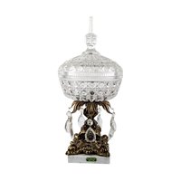 Vintage Crystal and Marble Candy Dish, Covered Candy Bowl, Italian Marble Base, Crystal Candy Jar, Elegant Home Decor, Gift for Hostess