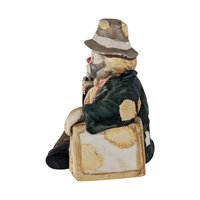 Vintage Hobo Clown Music Box, Ceramic Clown with Bottle and Suitcase, Slow Music, Collectible Clown Figurine, Gift for Collector