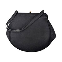 Vintage Black Evening Bag, Gold Tone Clasp, Classic Formal Handbag, Gift for Her