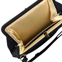 Vintage Black Evening Bag, Gold Tone Clasp, Classic Formal Handbag, Gift for Her