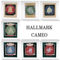 Vintage Hallmark Norman Rockwell Cameo Ornaments - 7 Piece Lot with Boxes - Collectible Christmas Decor
