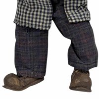 Vintage Posable Hobo Clown Doll, 10 Inch Plaid Jacket, Collectible Toy, Playful Decor, Nostalgic Gift