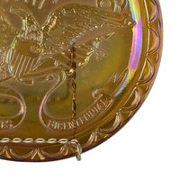 Vintage Indiana Glass Carnival Plate, US Centennial, American Eagle, Iridescent Glass, Collectible Plate, Patriotic Decor
