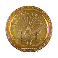 Vintage Indiana Glass Carnival Plate, US Centennial, American Eagle, Iridescent Glass, Collectible Plate, Patriotic Decor