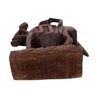 Vintage Hand Carved Wooden Figurines, Tribal Art Decor, African Woman on Horse, Man with Pole, Collectible Wood Carvings