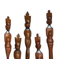 Hand Carved Tribal Wooden Utensils, African Art, Decorative Utensils, Wall Decor, Set of 6