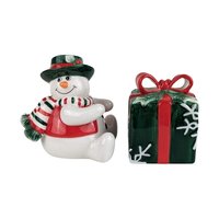 Vintage Christmas Decor Lot, Fitz and Floyd Nutcracker Platter, Musical Santa, Snowman Salt & Pepper