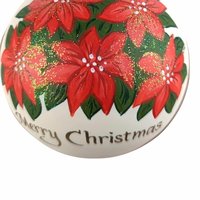 2001 Vaillancourt Folk Art Poinsettia Glass Ornament, Vintage Christmas Ornament, Hand-Painted, Holiday Decor, Collectible Ornament