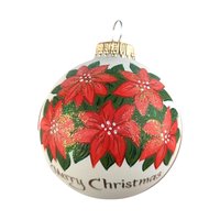 2001 Vaillancourt Folk Art Poinsettia Glass Ornament, Vintage Christmas Ornament, Hand-Painted, Holiday Decor, Collectible Ornament