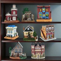 Vintage Liberty Falls Village Figurines, 7 Piece Set, Barber Shop, Firehouse, Shops, Courthouse, Collectible Miniatures, Gift for Collector