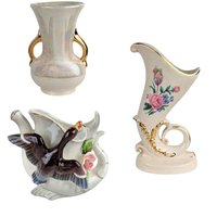 Vintage Ceramic Vases, Watering Can Vase, Duck Vase, Iridescent Vase, Gold Accents, Floral Vase, Home Decor